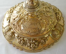 Ornate French antique solid silver gilt Baroque Chapel Set